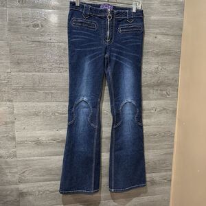 Vintage Y2k Gypsy Jeans Zipper Close Lace Up Legs Flare Size 11 / 12 30x31